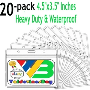 Badge Card Protectors 20-pack 4.5x3.5 Inches, Heavy Duty, & Waterproof - Picture 1 of 4