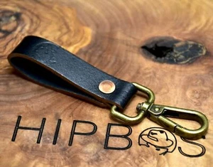 HipBos Handmade Leather Belt Loop Keyring Key Fob Key Chain with Lobster Clasp - Picture 1 of 4