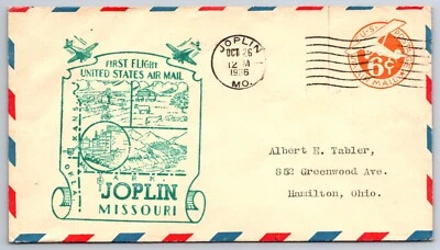 FDC 1936 First Flight United States Air Mail [Joplin Missouri] Cover To Ohio - Image 1 of 2