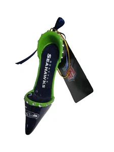 Zapato de tacón alto del equipo de Seattle Seahawks de la NFL adorno de Navidad de 4,5" cerámica - Imagen 1 de 2