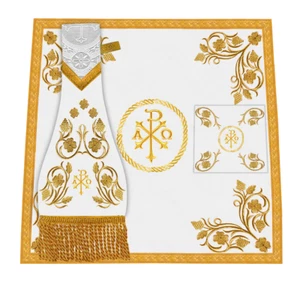 Liturgisches Messset Gewand mit gestickten Borten und Motiv - Bild 1 von 24