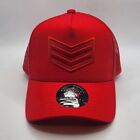 Beautiful Giant Military Stripe Embroided Mesh Trucker Hat Snapback Red