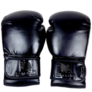 Sanabul MMA Boxing Gloves Essential Gel 16 oz Punching Bag All Black - Imagen 1 de 8