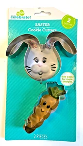 Set of 2 Easter cookie cutters floppy eared bunny and carrot party supply - Picture 1 of 1