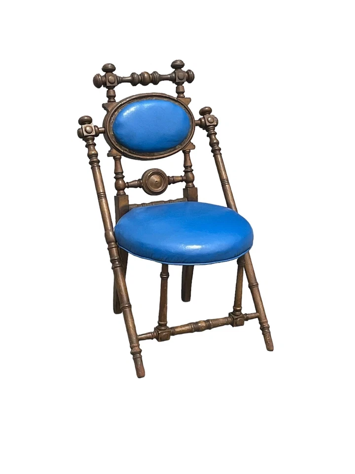 Antigua silla lateral firmada Hunzinger Nueva York 1869 convertida victoriana de nogal Foto 1 de 4