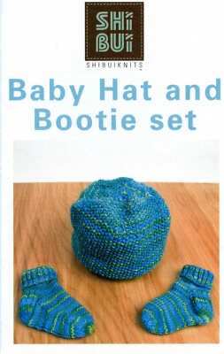 ShiBui Knitting Pattern Baby Hat & Bootie Set Jane Field -Shown in ShiBui Sock - Image 1 of 3