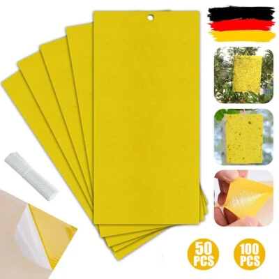 100X Gelbtafeln Gelbsticker Leimfalle Insektenfalle Fruchtfliegenfalle Blattlaus - Bild 1 von 4