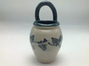 Great Bay Pottery Tascabile da Parete Gres Edera Verde Teal Dipinto a Mano Vintage - Foto 1 di 6