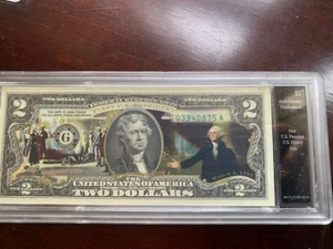 ERSTER FARBIGER ECHTER US-PRÄSIDENT DER FEDERAL RESERVE-SCHEIN 2 $-SCHEIN, VERSIEGELT - Bild 1 von 6