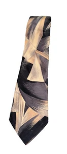 Corbata Fratelli 100 % seda hecha en Italia para hombre negra marrón pinceladas - Imagen 1 de 6