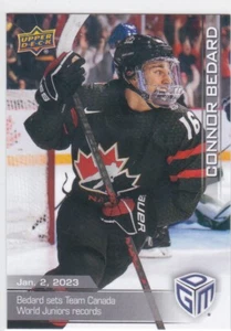 2023 UD GAME DATED MOMENTS..CONNOR BEDARD....TARJETA #1..TEAM CANADA - Imagen 1 de 2