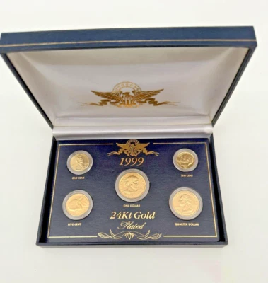1999 24kt Gold Plated US Mint Proof Coin Set – Uncirculated in Box - Image 1 of 3
