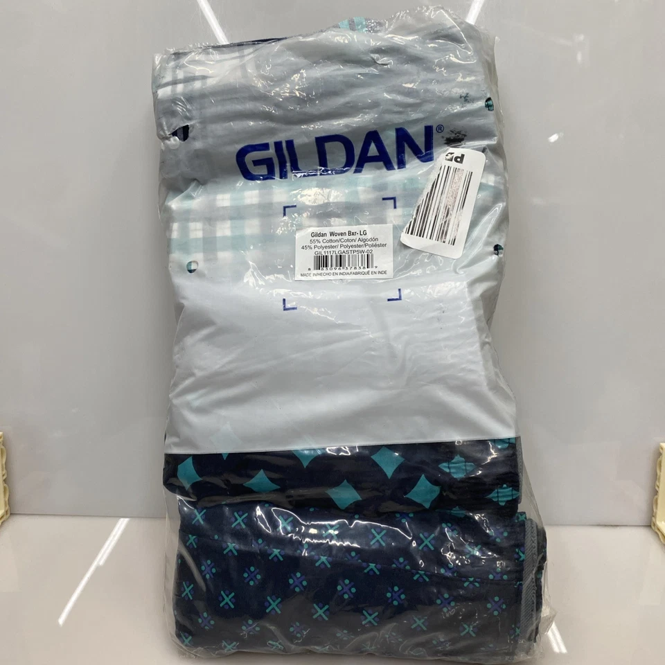 Gildan Men's Woven Boxer Underwear Multipack Assorted Navy Large 55 Cutton