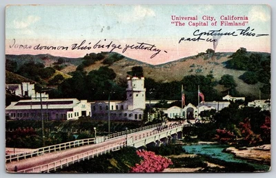 Estampilla de 1¢ postal vintage de Universal City California 'Capital of Filmland' Foto 1 de 2