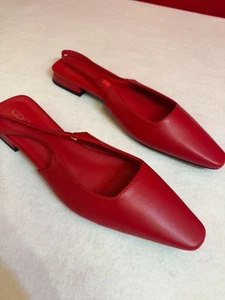 Neu US 9 - 9,5 EU 40 Cider ❤️ Damen spitz zulaufend Slingback flach Lack rot modern - Bild 1 von 17