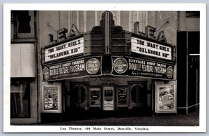 K11/ Interesting Postcard c1940s Danville Virginia Lea Theatre Entrance 519 - Picture 1 of 4