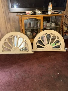 41" x 31.5" Rustic Wall Mirror, Arch Window Mirror for Wall, Natural - Picture 1 of 6
