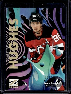 2024-25 Cubierta Superior Skybox Metal Universe Jack Hughes Z Force Rave #21/399 Devils Foto 1 de 2