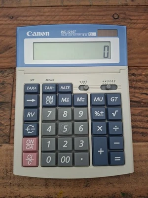 Canon Tax & Business Desktop 12 Digit LCD Dual Solar Powered  WS-1210T. Like New - Image 1 of 2