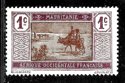 HICK GIRL-OLD MINT  FRENCH-MAURITANIA SC#18   CROSSING  DESERT       X6271 - Image 1 of 2