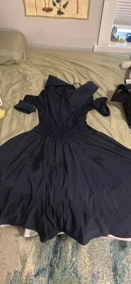 Jessica Howard 12 Jersey Taffeta 3/4 Sleeve Portrait Collar A-Line Midi  NWOT - Image 1 of 3