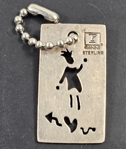 Vintage Native American Sterling Silver Cut Out Tag Charm Pendant 7.3g Signed - Picture 1 of 4