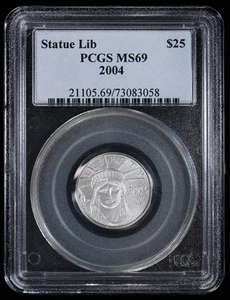 2004 1/4 oz Platinum Eagle PCGS MS69 $25 Statue Liberty Coin/Bullion - Picture 1 of 5