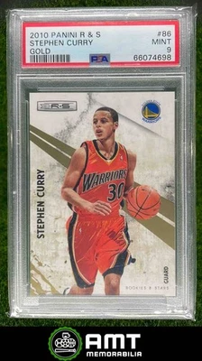 74698 2010-11 Panini RC & Stars Stephen Steph Curry Gold 249/499 Warriors PSA 9 - Image 1 of 3