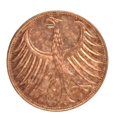 Germany 1969 G 5 Mark 0.625 Silver Coin Uncirculated  - Image 1 of 4