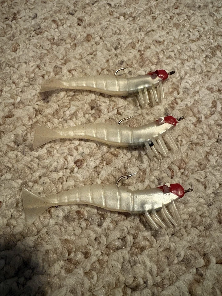 "Juego de cebos blandos para camarones DOA de 3 1/4 OZ rojo y blanco" Foto 1 de 2