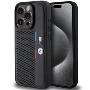 BMW Perforated Tricolor Line Case for iPhone 15 Pro Max 6.7" Black - New - Picture 1 of 6