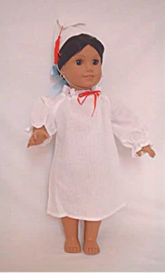 Camisón y gorro de dormir Alamo Period se adapta a muñecas American Girl de 18 pulgadas - Imagen 1 de 2