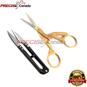 Pro Quality Stork Embroidery Scissors - Gold With Thread Cutter Nipper Black - Picture 1 of 3