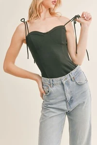 Sage Women's Evening Cocktail Corset Bodysuit, Black Large - Picture 1 of 4