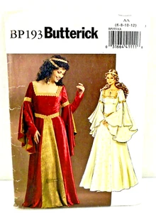 Butterick Pattern BP193 Costume Renaissance Dress SCA LARP Cosplay 6-12 Uncut - Picture 1 of 2