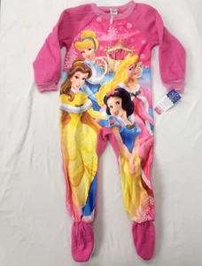 Disney Princess Pink Girl's Footed Sleeper Pajamas PJs New Size 4 Winter Warm - Picture 1 of 7