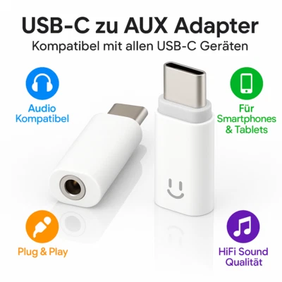 USB Typ C zu 3.5mm AUX Audio Adapter Kopfhöreranschluss Konverter für alle Gerät - Bild 1 von 4