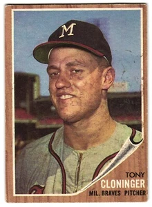 Tony Cloninger 1962 Topps MLB Karte #63 Set Filler - Bild 1 von 2