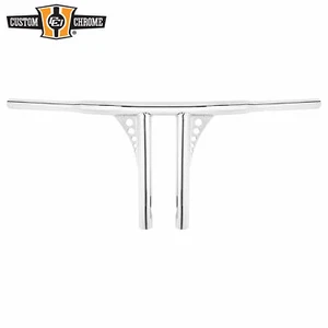 10" Rise 1.25"Chrome T-Bar Straight-Up Handlebar Fit For Harley 3.5 C to C Hole - Picture 1 of 5