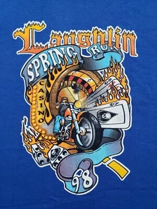NWOT VTG 1998 Laughlin Youth Boys Single Stitch USA Made Sz XL 18-20 Blue Shirt - Picture 1 of 8