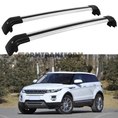 Silver Cross Bars For Land Rover Range Rover Evoque 2011-2017 Roof Rack Rails - Image 1 of 4