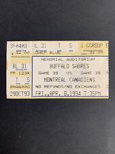 4/8/94 BUFFALO SABRES NHL TICKET STUB v MONTREAL CANADIENS DOMINIK HASEK SHUTOUT