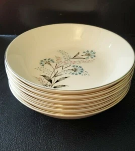 5X Bowls Taylor Smith & Taylor Versatile 6 1/2" ~ Blue Flower Soup/cereal Vtg. - Picture 1 of 8
