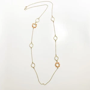 Kohl’s lange Halskette Goldplatten orange Perlen - Bild 1 von 12