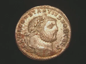 CONSTANTIUS I Chlorus as Caesar. Silvered FOLLIS. High grade. Heraclea. G.P.R. - Picture 1 of 2
