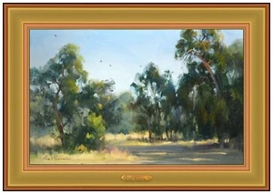 Pintura al óleo firmada original de Tom Browning sobre lienzo arte paisajístico enmarcado - Imagen 1 de 6