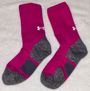 UNDER ARMOUR UA ArmourGrip Pink White Crew Basketball Socks NEW Mens M 6-8