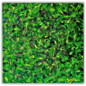 Original Green Fantasy Oil Painting Abstract Nature Art Gift Handmade Canvas - Picture 1 of 15