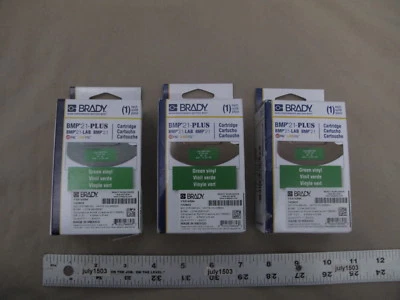 (3) NEW Brady Label Cartridge M21-375-595-GN White/Green Vinyl 3/8" x 21' BMP21 - Image 1 of 4