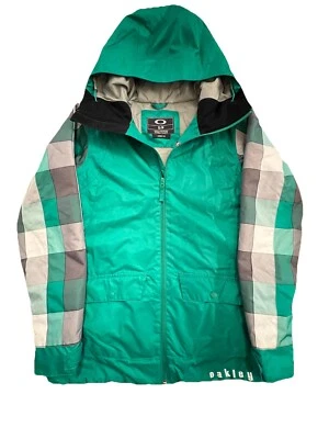 Womens Oakley Green Winter Ski Snowboard Jacket Small Plaid Coat $300+ Retail - Image 1 of 4